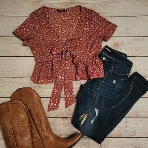 Floral Tie-Front Top